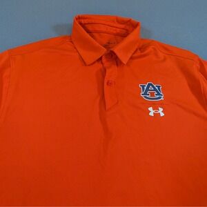Under Armour Auburn Tigers Polo Shirt Mens Medium Orange Heat Gear